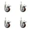 Service Caster 4 Inch 316SS Maroon Polyurethane Swivel 10mm Stem Caster Set Lock Brake SCC SS316TSTTL20S414-PPUB-MRN-M1015-4 - alternate 1